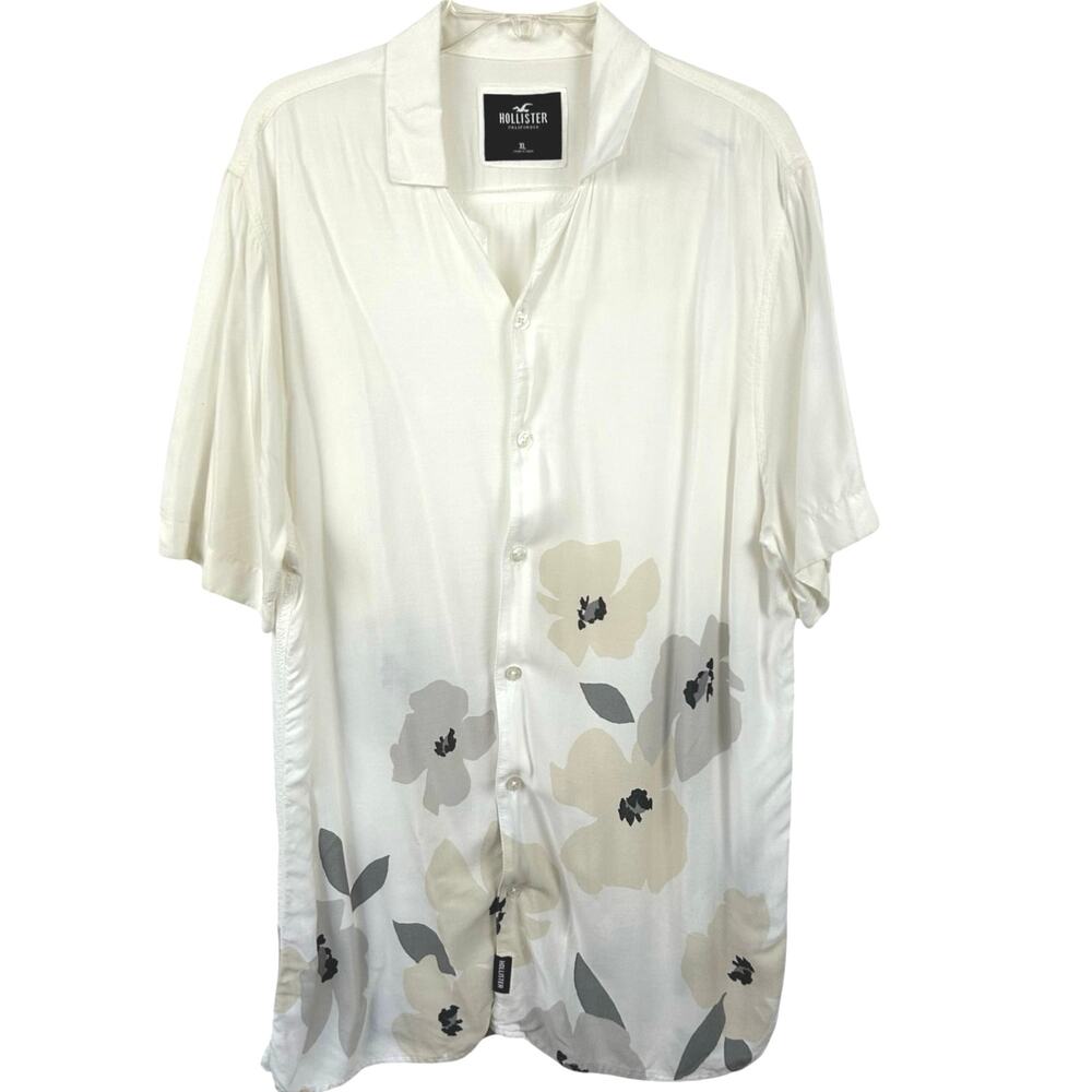 Hollister Floral Button Up Shirt Men XL Short Sleeve Beach Tropical